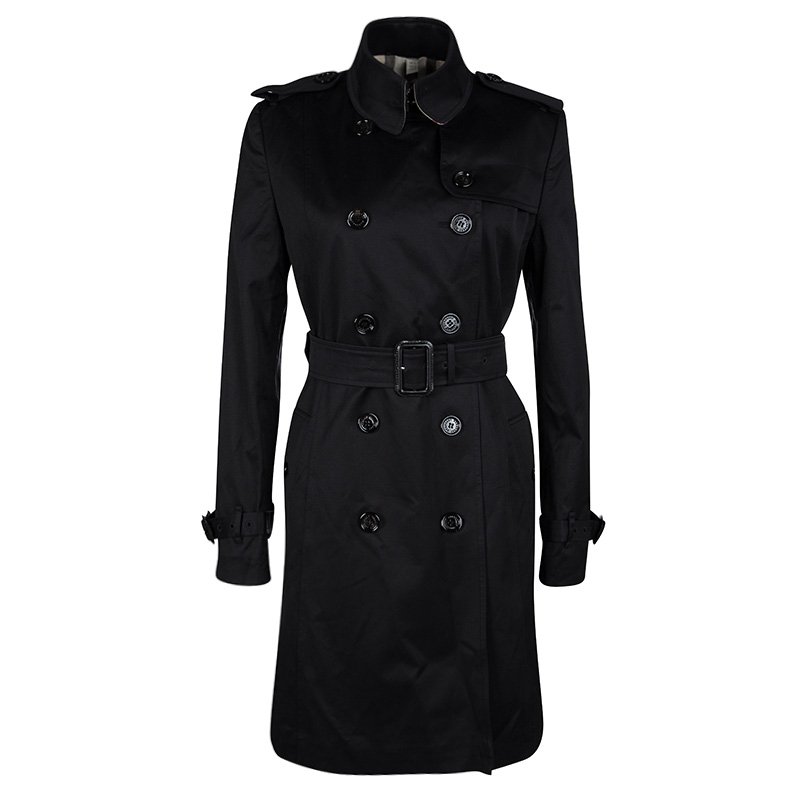 Burberry London Black Cotton Belted Trench Coat S