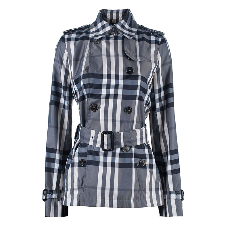 Pre Owned Burberry Monochrome Print Trenchcoat S