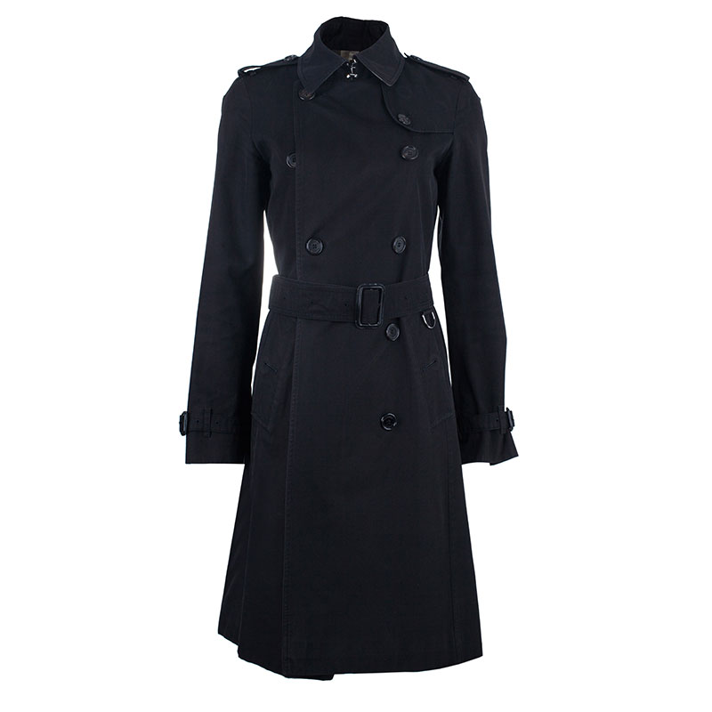 Pre Owned Burberry Black Kensington Long Heritage Trench Coat S