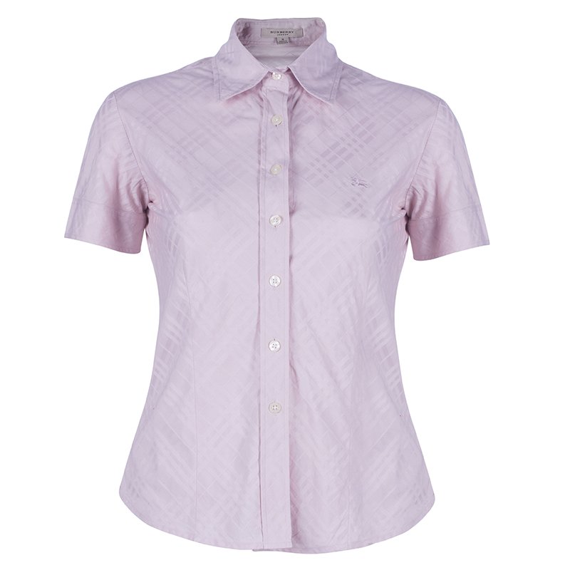 Pre Owned Burberry Pink NovaCheck Blouse S