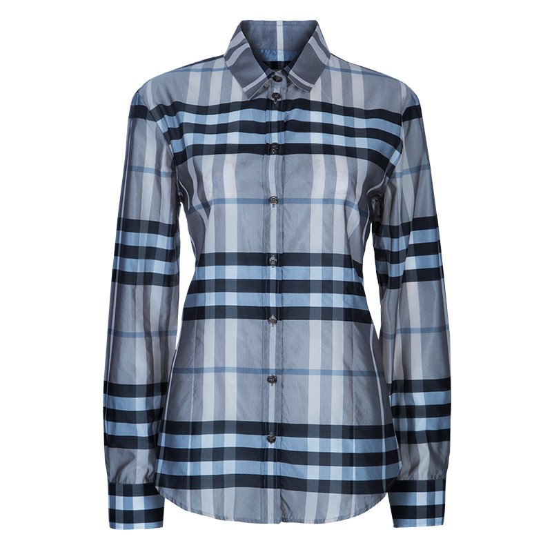 Pre Owned قميص بربري نوفاتشيك أكمام طويلة رصاصي M