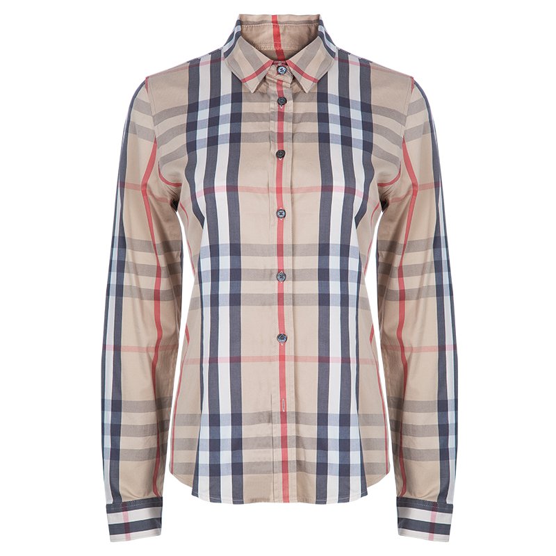 Pre Owned Burberry Beige Novacheck Cotton Long Sleeve shirt M