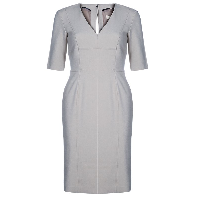 مملوكة مسبقًا فستان بربري بيج برقبة حرف V مقاس S