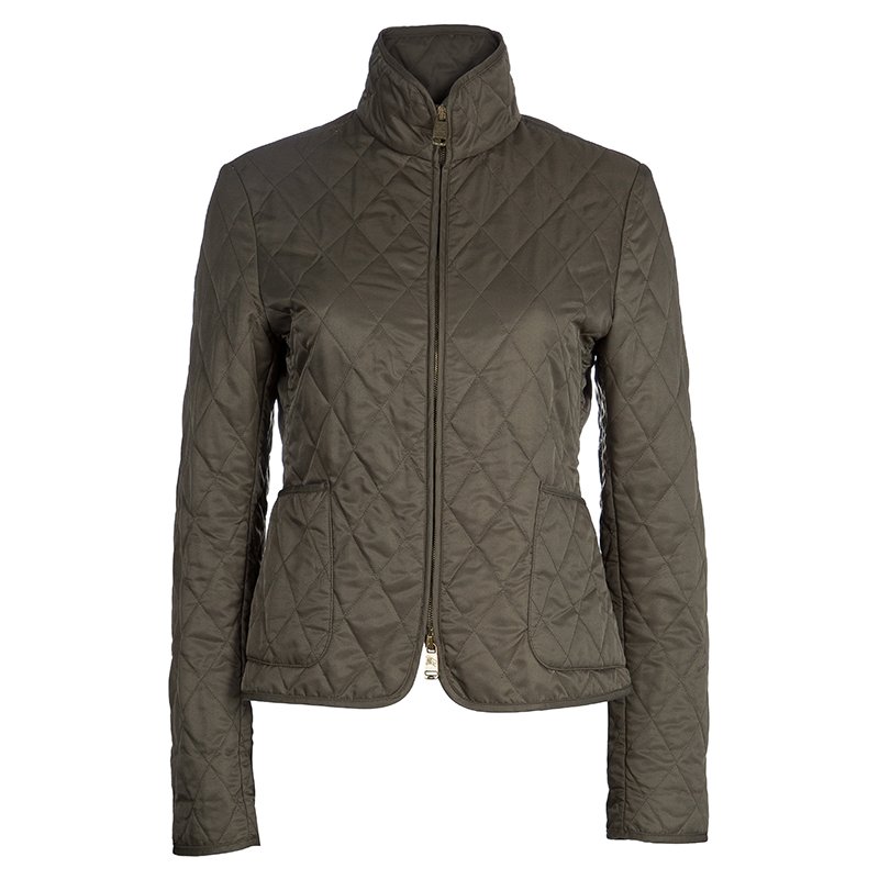 Burberry Olive Green Diamond Quilted Jacket S Burberry | TLC