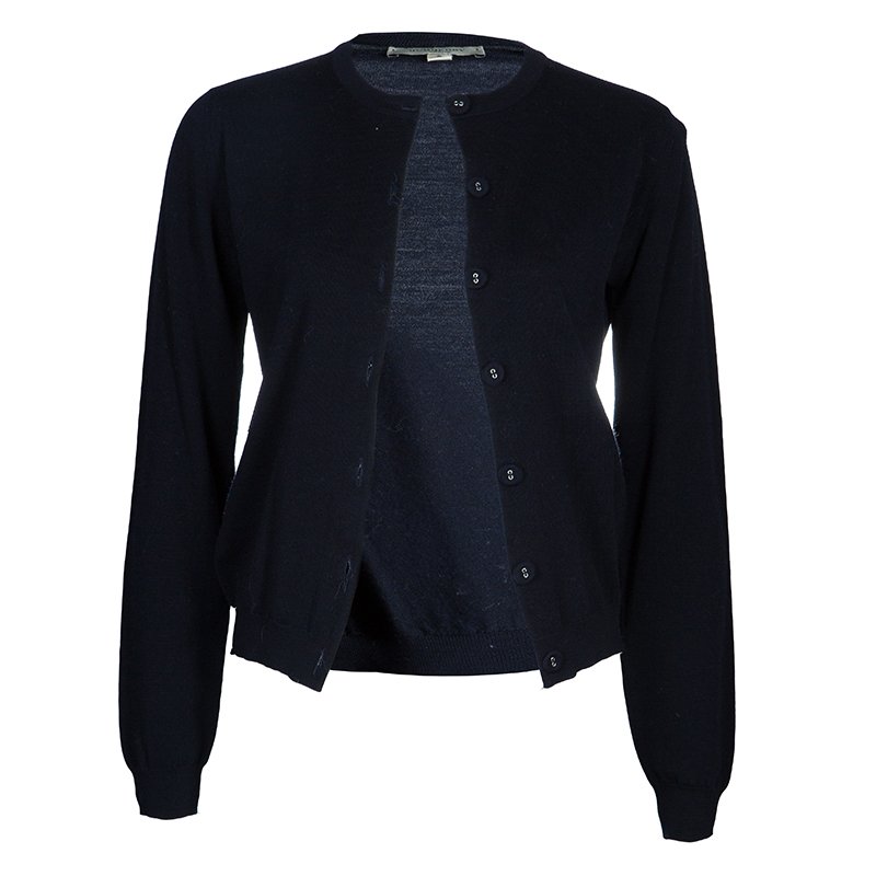 navy blue merino wool cardigan