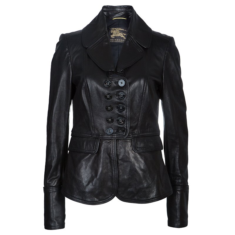 Burberry Prorsum Black Leather Notched Lapel Jacket M
