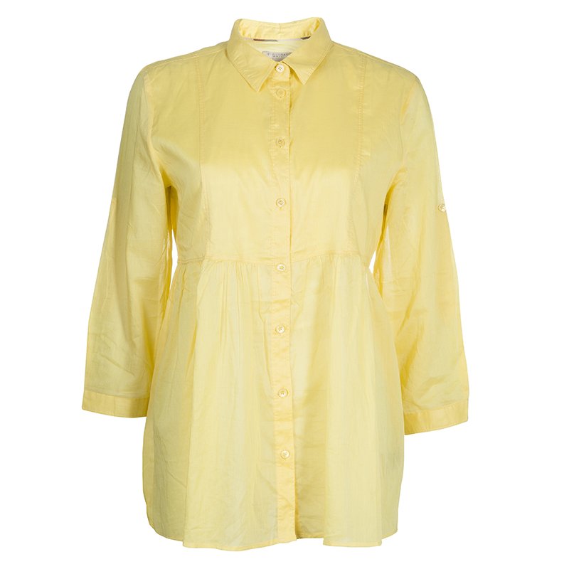 Burberry Yellow Babydoll Cotton Top L
