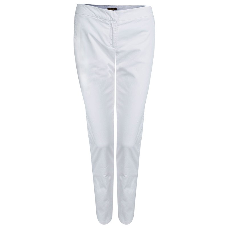Burberry White Cotton Trousers M 