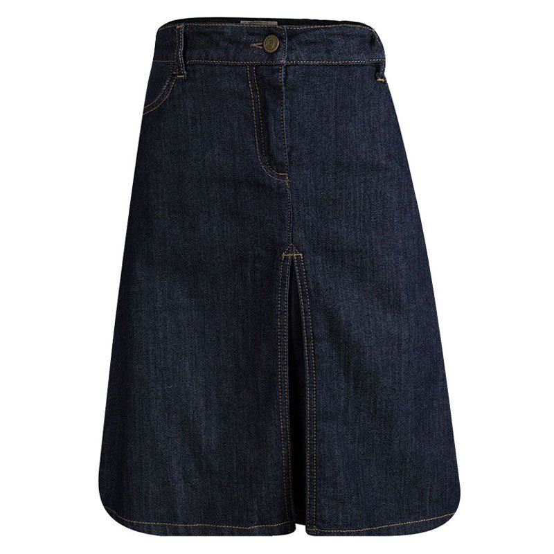 Burberry Indigo Dark Wash Denim Inverted Pleat Skirt S