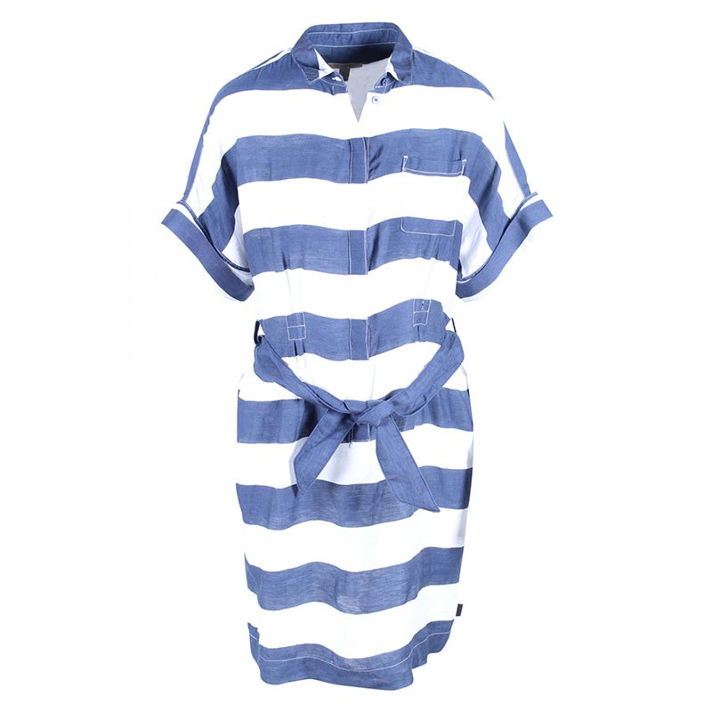 Pre Owned Burberry Brit Blue Striped Linen Shirt Dress M