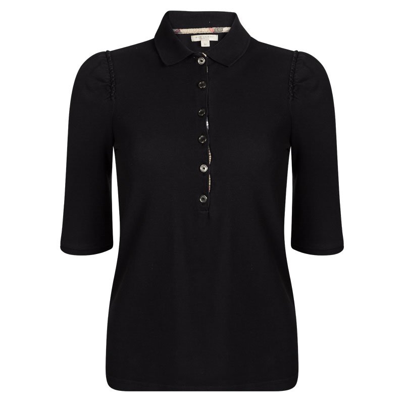 Pre Owned Burberry Brit Black Cotton Polo T-Shirt M