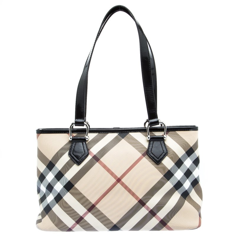 مملوكة مسبقًا Burberry Black Nova Check PVC Regent Tote
