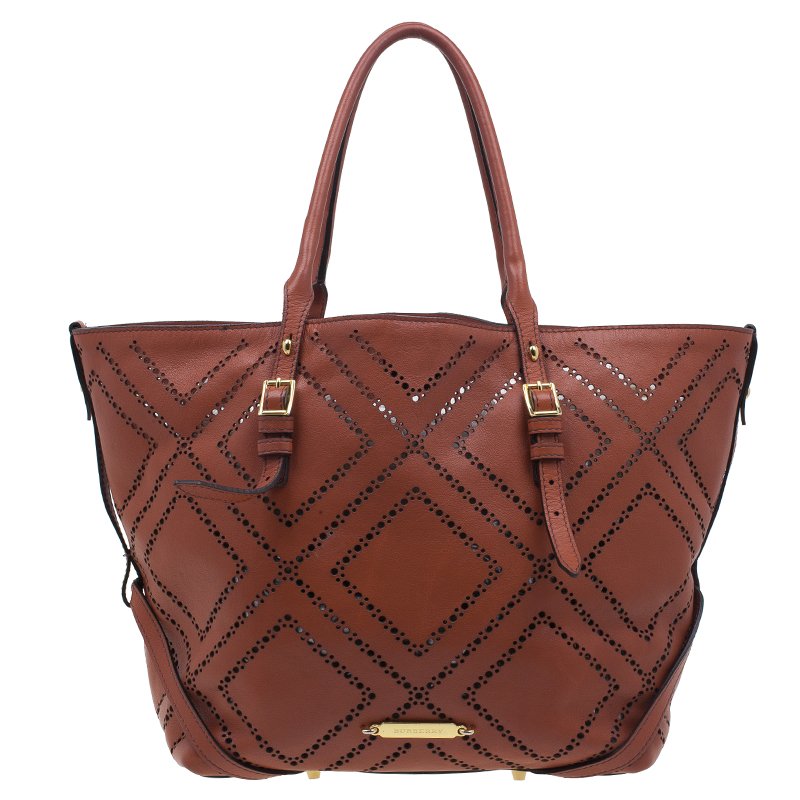 Pre Owned Burberry Brown Leather Dinton Shopper Tote