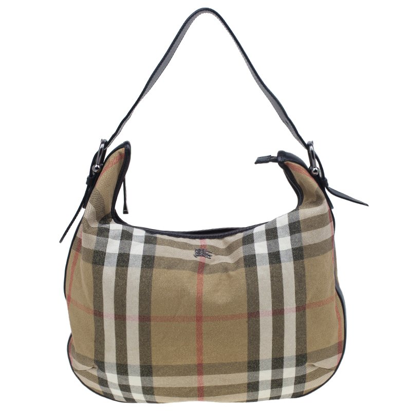 Pre Owned حقيبة بربري كانفاس ذهبي براق نوفاتشيك هوبو