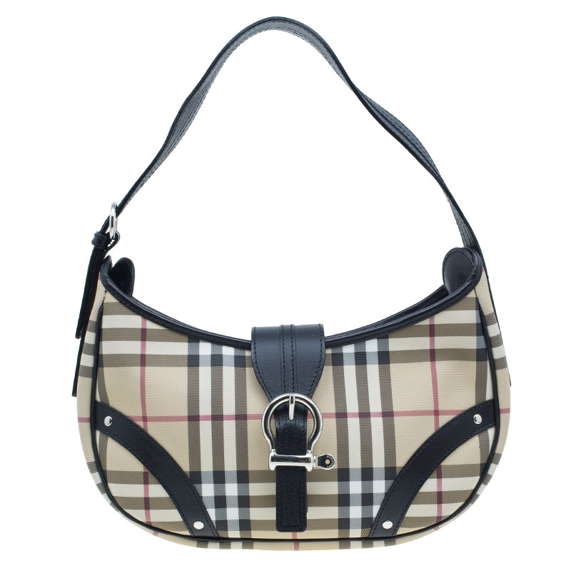 Burberry Black Small Nova Check Hobo