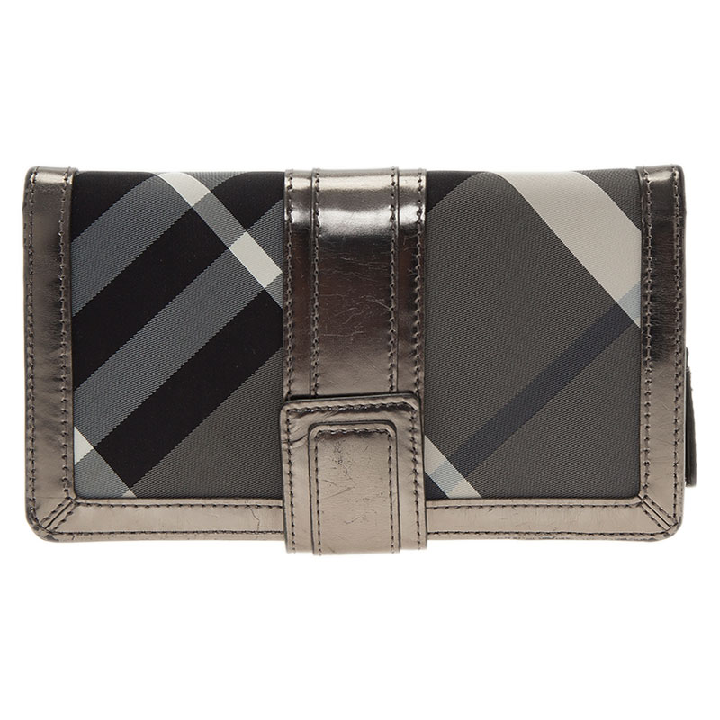 Burberry Metallic Leather and  Novacheck Canvas Penrose Continental Wallet 