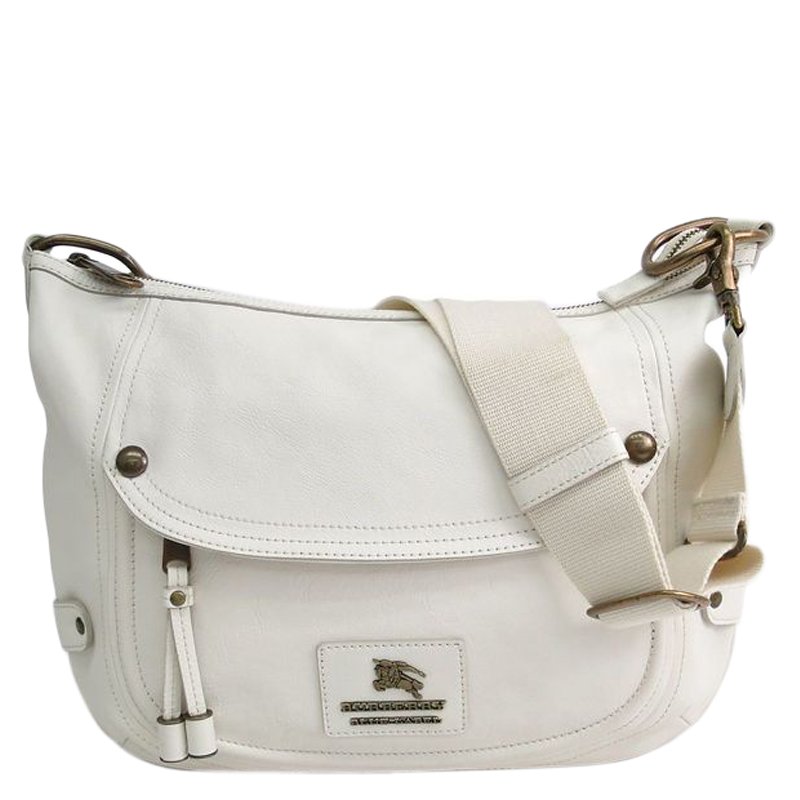 Burberry White Leather Messenger Bag