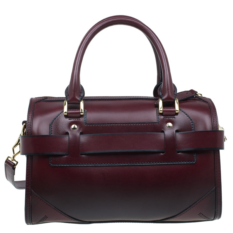 Burberry Burgundy Bridle Leather Belted Bowling Bag Burberry