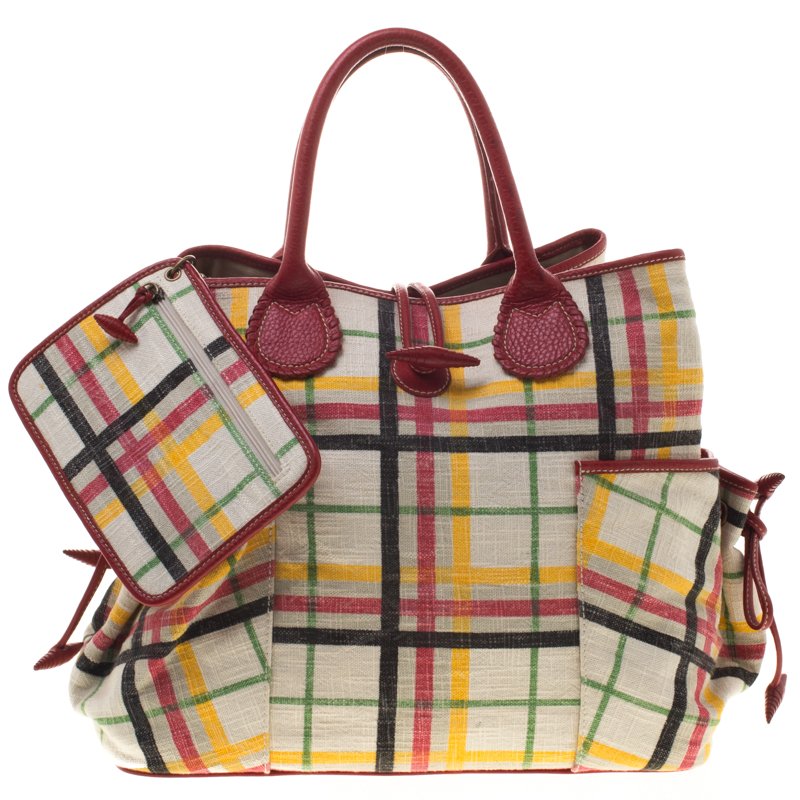 Pre Owned Burberry Multicolor House Check Canvas Tote