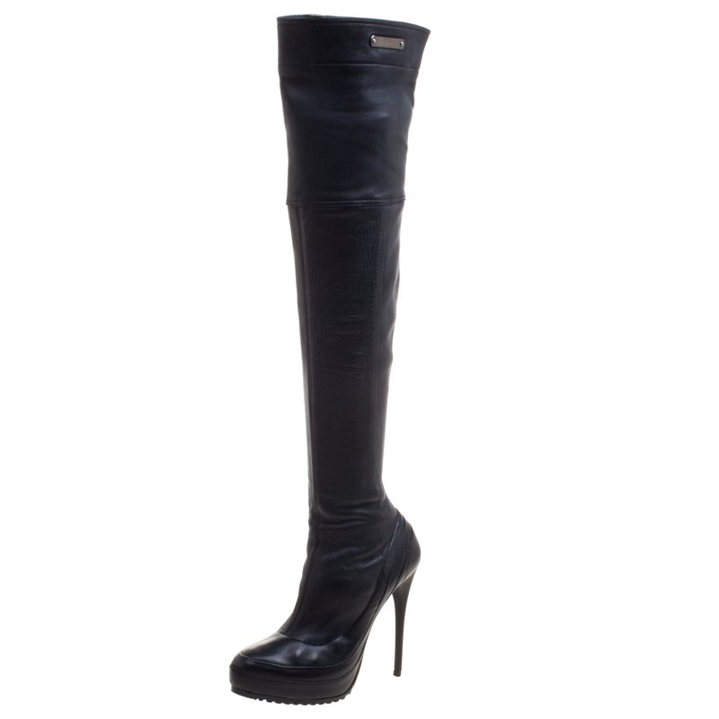 Burberry Prorsum Black Leather Knee High Boots Size 37.5 Burberry | The ...