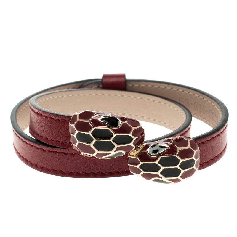 bulgari snake bracelet red leather