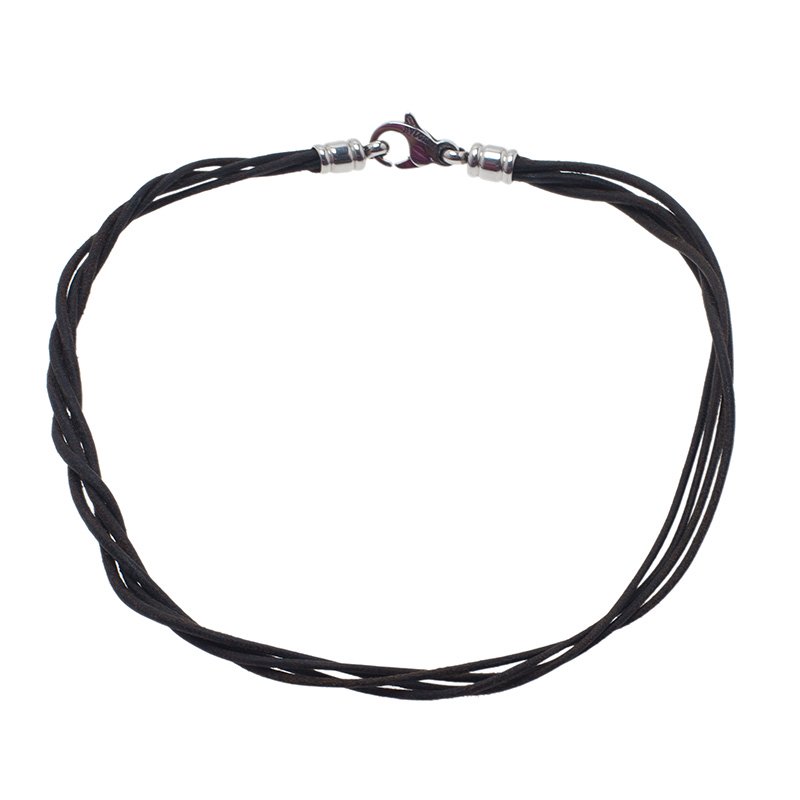 Pre Owned Bvlgari Brown Leather Cord Necklace