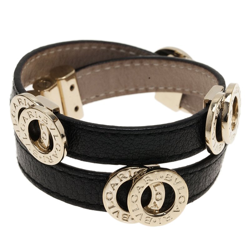 bvlgari black leather bracelet
