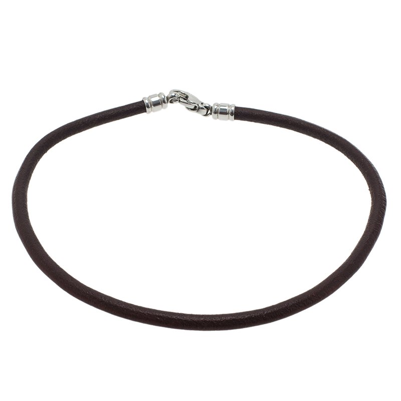 Bvlgari Brown Leather Cord Necklace 