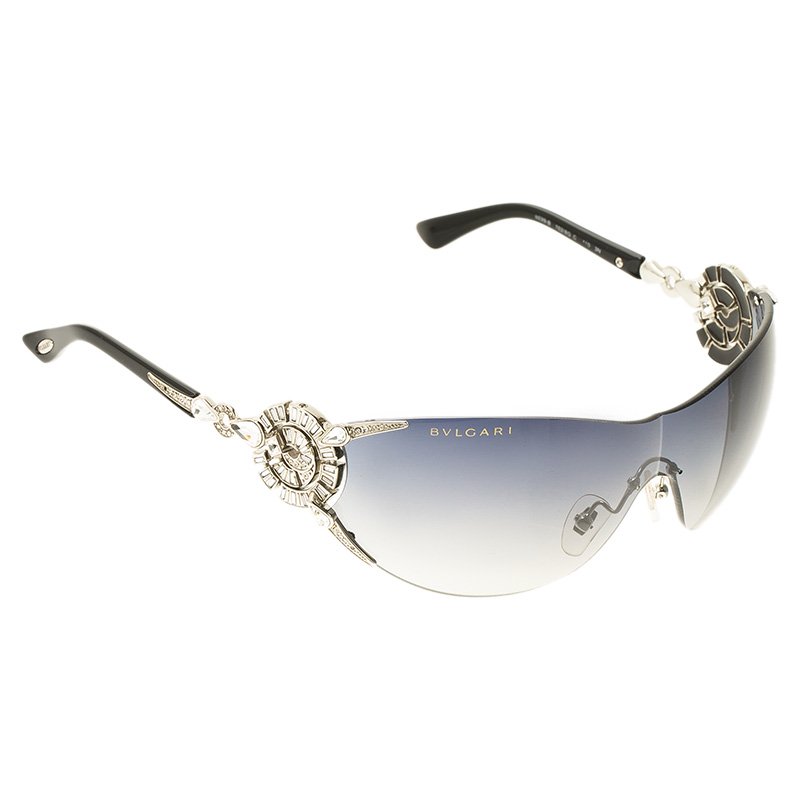Bvlgari Silver 6039B Shield Sunglasses 