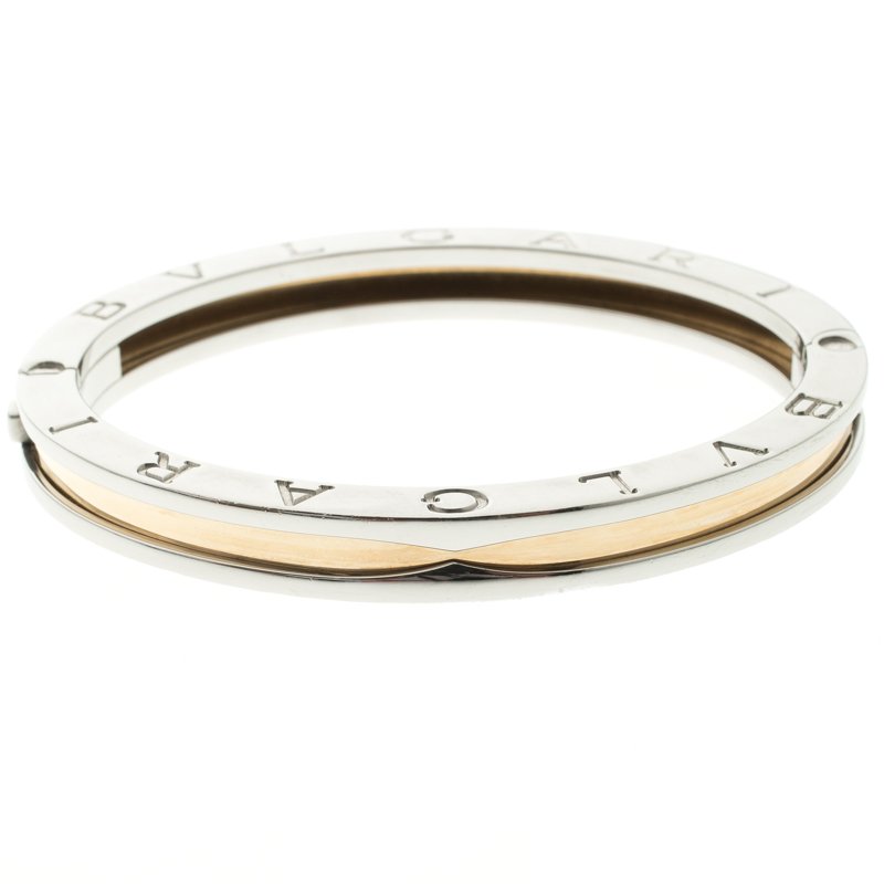 Pre Owned Bvlgari B.Zero1 18k Rose Gold & Steel Bracelet 16cm