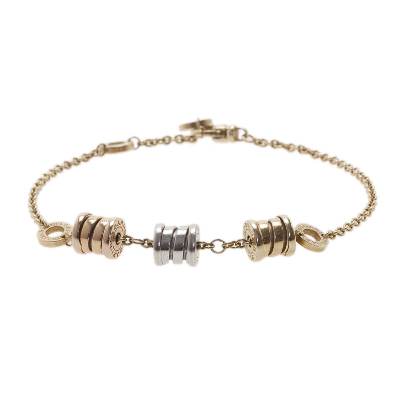 Pre Owned Bvlgari B.ZERO1 3-Elements 18K Yellow, White and Pink Gold Soft Bracelet