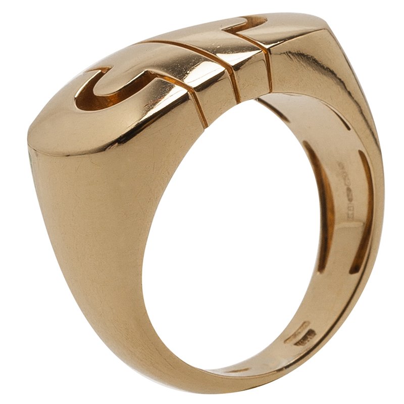 Pre Owned Bvlgari Parentesi Yellow Gold Ring Size 50
