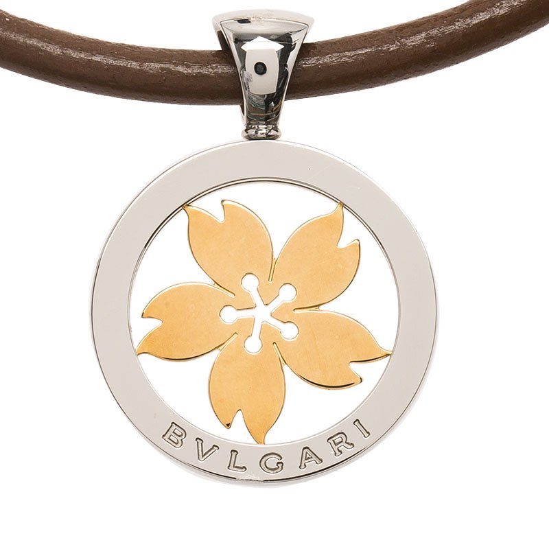 Bvlgari Tondo Flower Gold and Stainless Steel Pendant Necklace