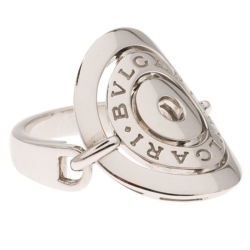 Pre Owned Bvlgari Cerchi White Gold Ring Size 54