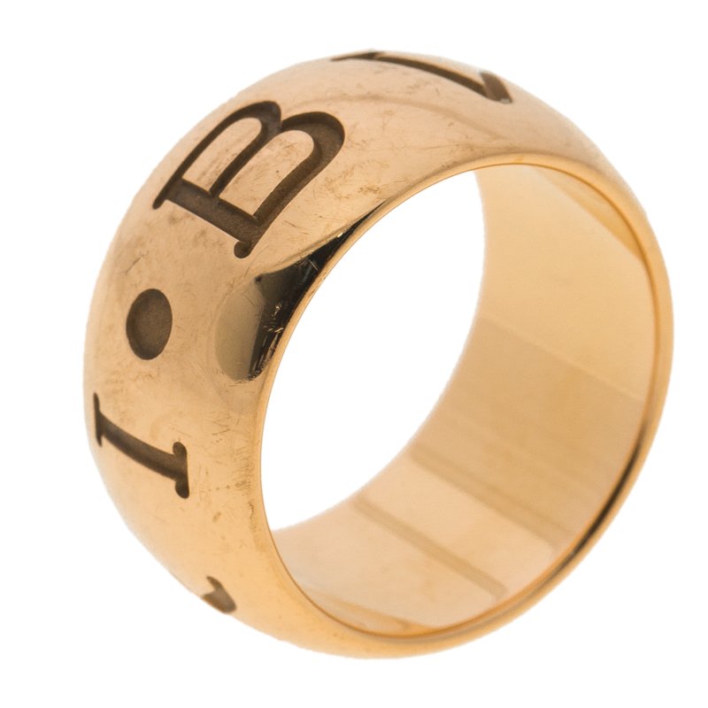 Pre Owned Bvlgari Monologo 18k Rose Gold Band Ring Size 52
