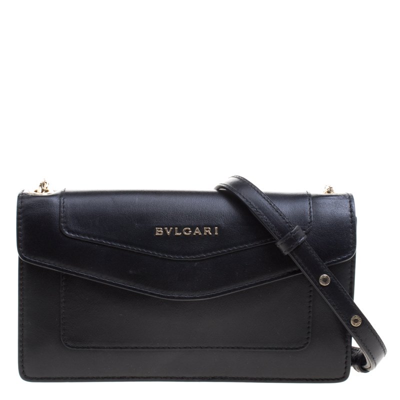 مملوكة مسبقًا Bvlgari Black Leather Forever Crossbody Bag