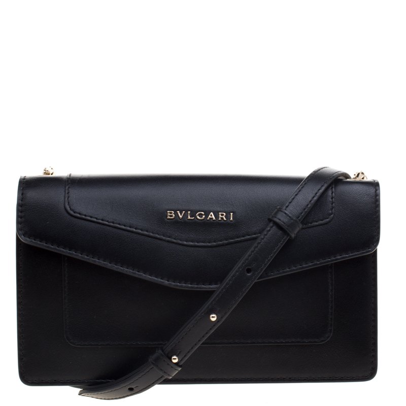 Bvlgari Black Leather Forever Crossbody Bag