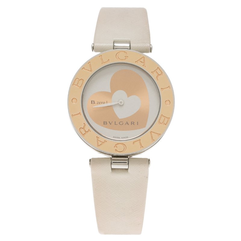 مملوكة مسبقًا Bvlgari White Gold-Plated Stainless Steel B.Zero 1 Women's Wristwatch 35MM