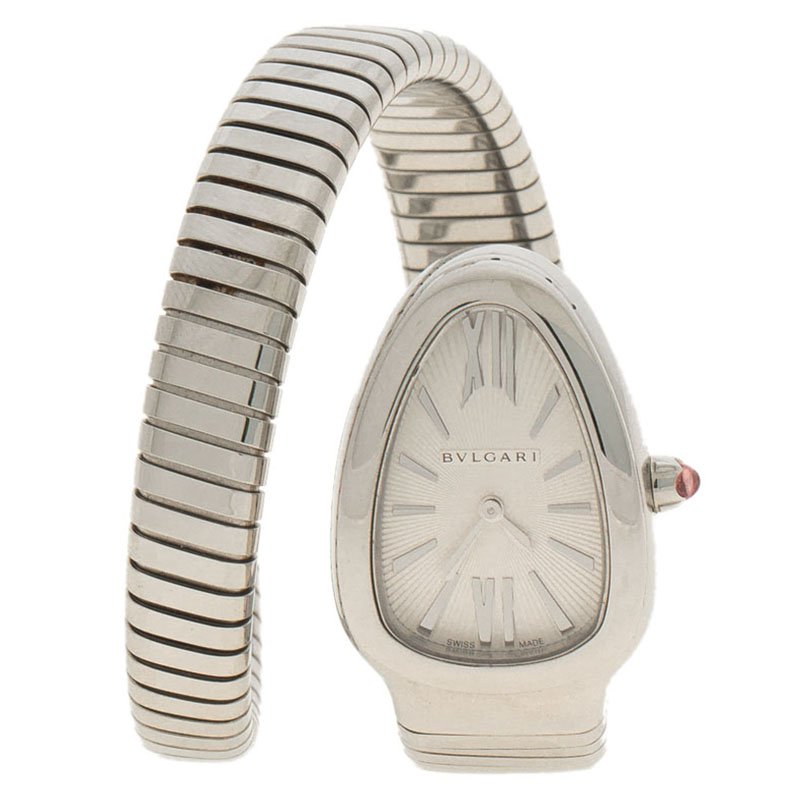 مملوكة مسبقًا Bvlgari Silver Stainless Steel Serpenti Women's Wristwatch 22MM