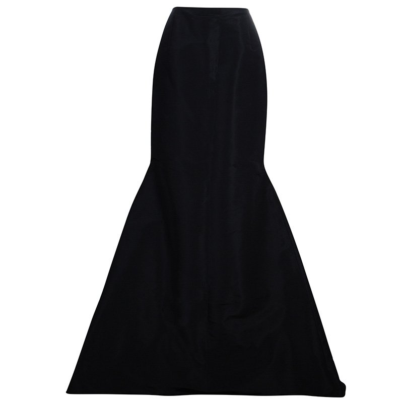 Pre Owned Carolina Herrera Black Tafetta Maxi Skirt S