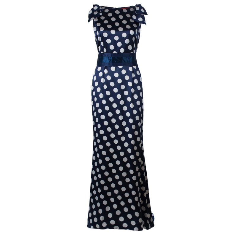 Carolina Herrera Blue Polka-dot Belted Gown M Carolina Herrera | The ...