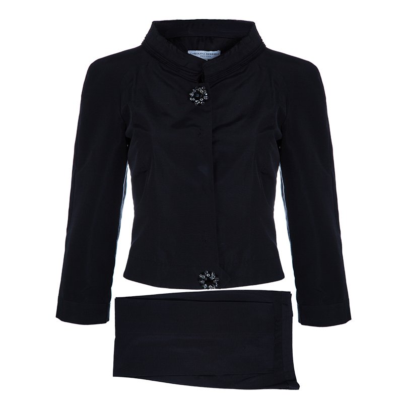 Pre Owned Carolina Herrera Black Silk Pant Suit M