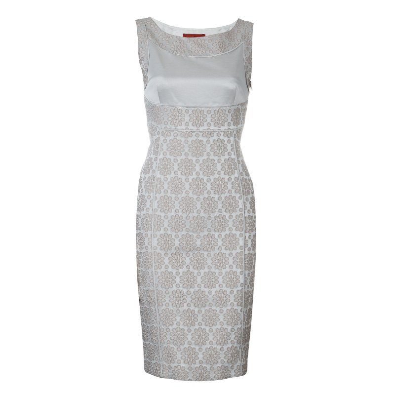 Pre Owned فستان كارولينا هيريرا بيج مطرز بلا أكمام S