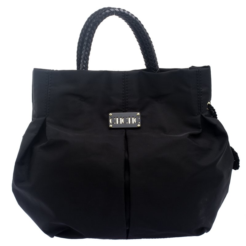 مملوكة مسبقًا Carolina Herrera Black Nylon Braided Handle Tote