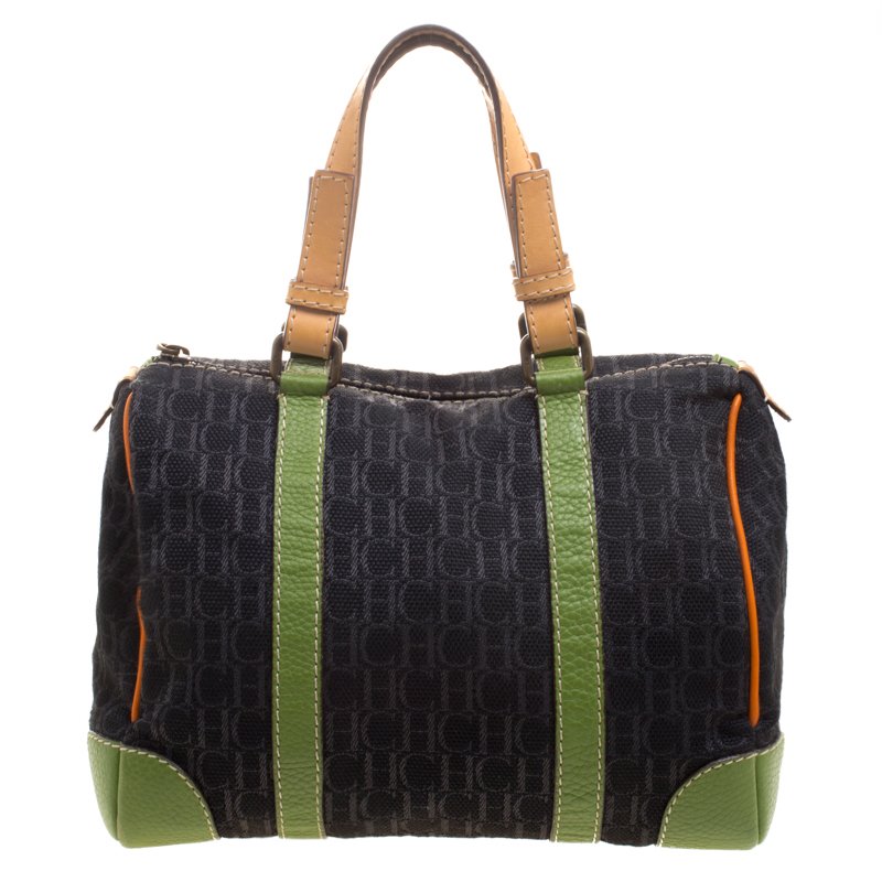 Carolina Herrera Multicolor Monogram Canvas and Leather Boston Bag