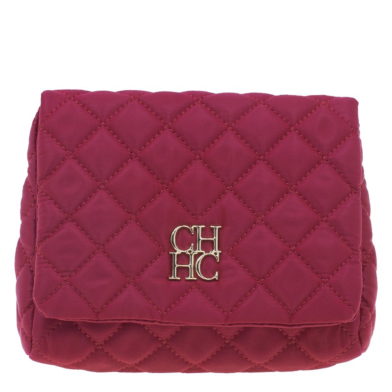 Pre Owned Carolina Herrera Red Quilted Flap Bag