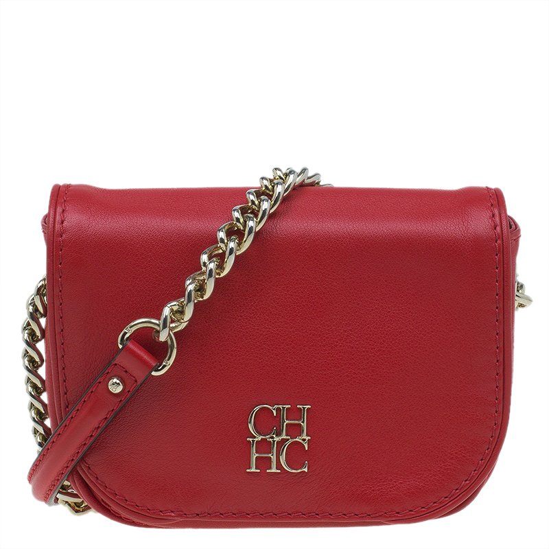 Carolina Herrera Red Leather Crossbody Bag