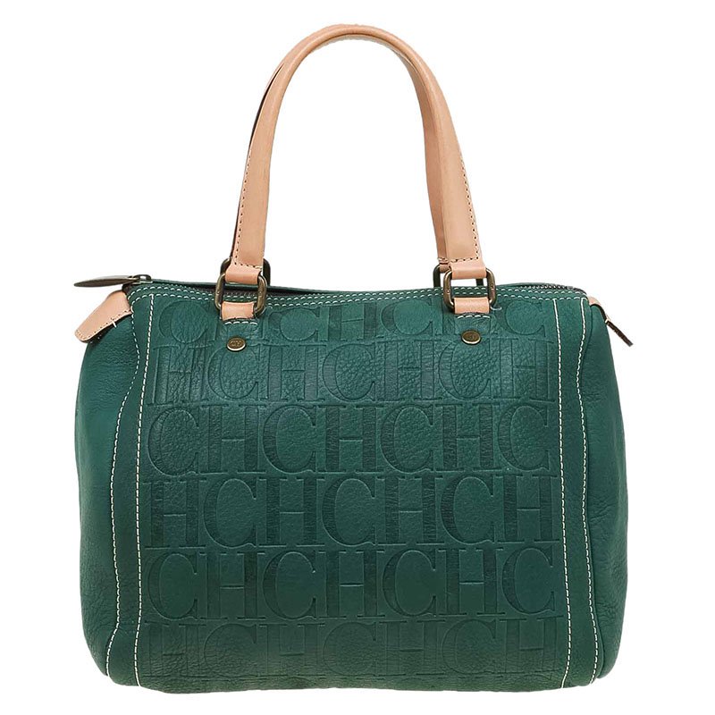 Carolina Herrera Green Leather Andy Boston Bag Carolina Herrera | The ...