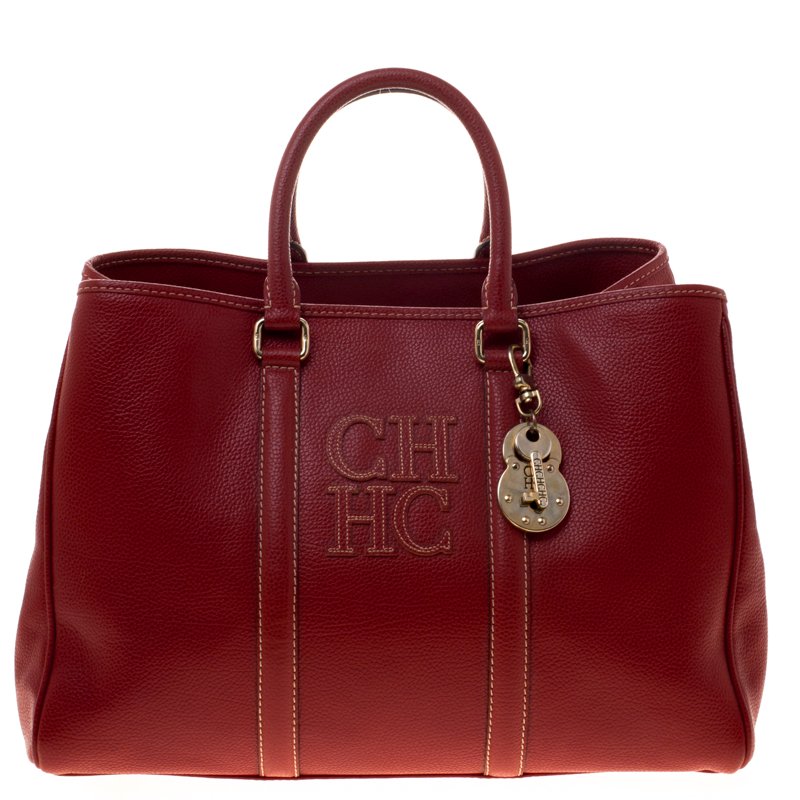 Carolina Herrera Red Leather Matteo Tote