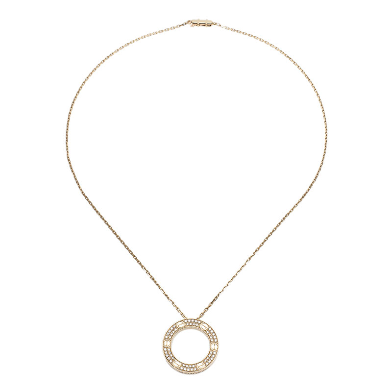 Cartier Love Diamond Rose Gold Pendant Necklace
